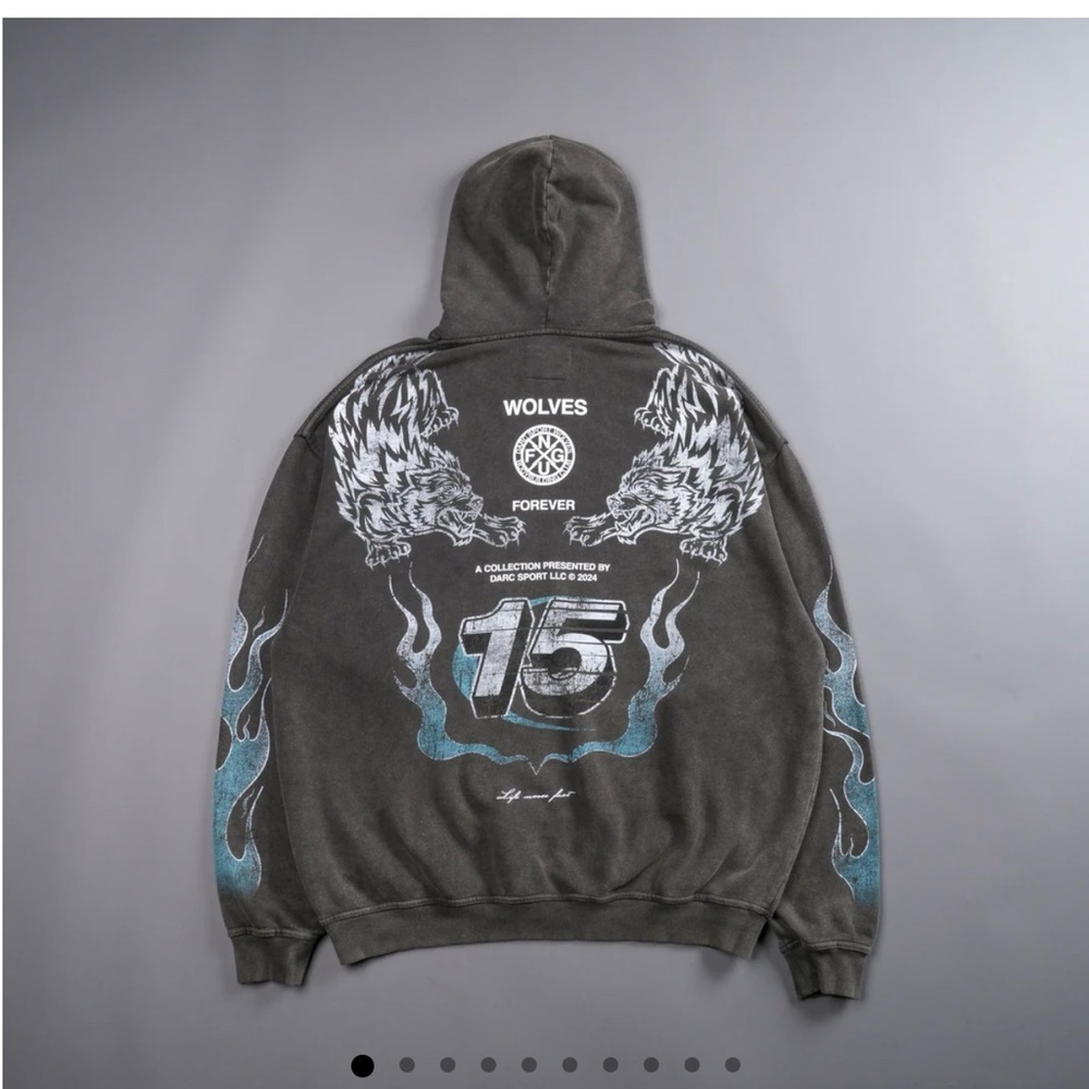 DARC SPORTS FULL THROTTLE "VINTAGE RIVET BISHOP" HOODIE IN WOLF GRAY